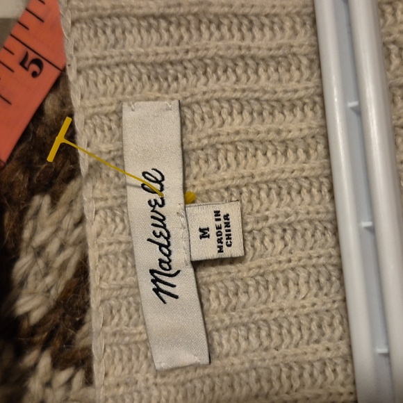 Madewell Woolside V-Neck Sweater Oatmeal /Cream Sz.Med - Picture 10 of 12